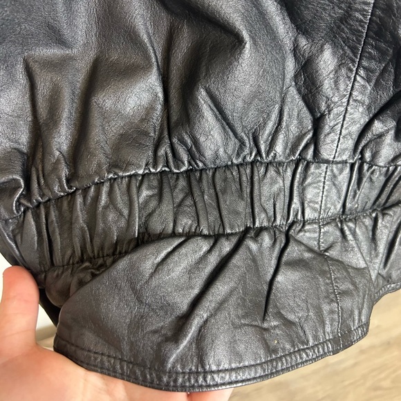 Vintage John Weitz Women’s Black Leather Jacket Size L – 80s/90s Oversized - Picture 7 of 10